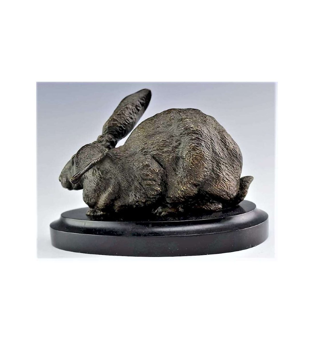 Bronze Hare Sculpture By + Ferdinand Pautrot (1832 - 1874)-photo-1