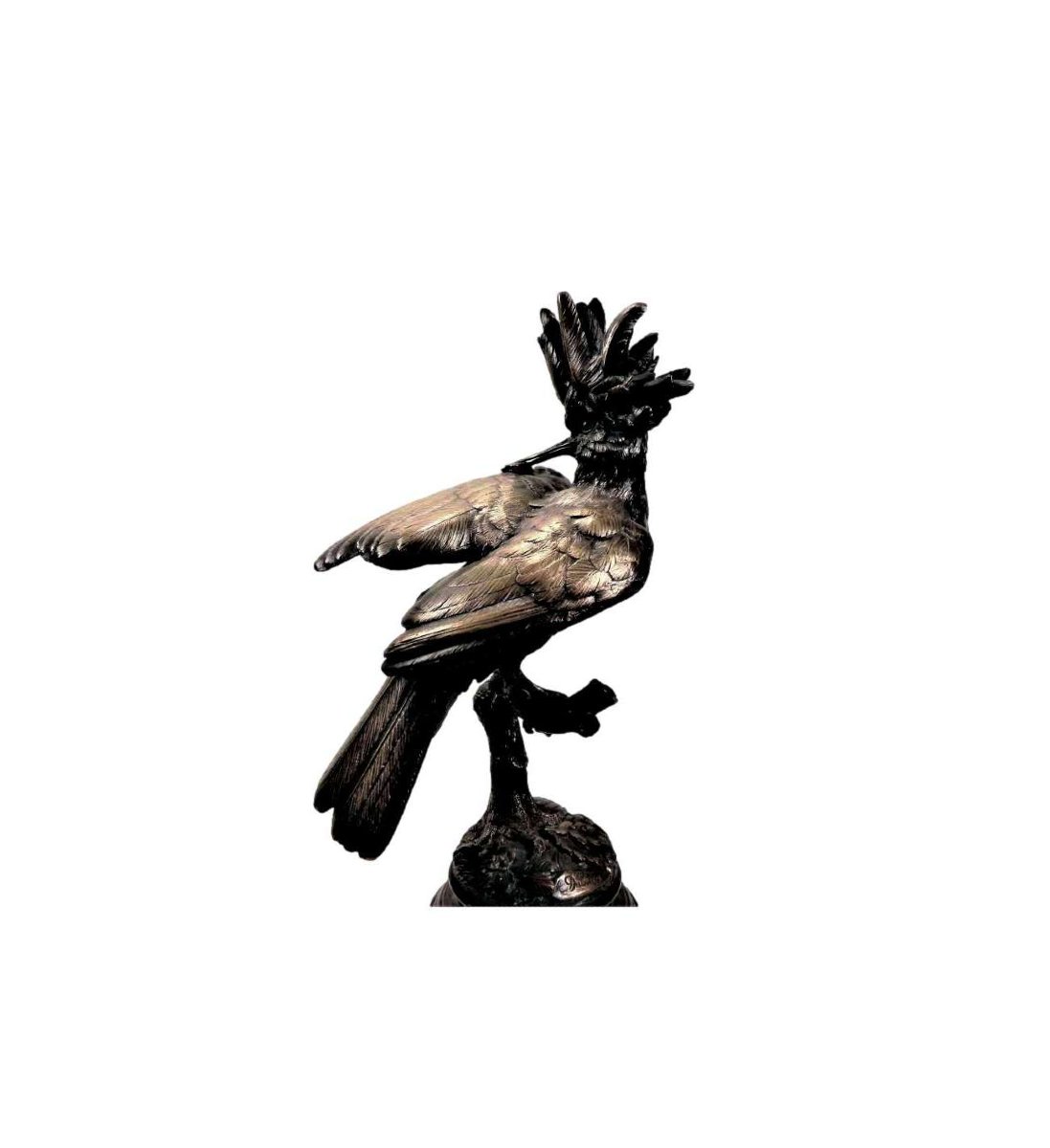 Bronze, Le huppe arrangeant ses plumes par Alfred Dubucand (1828-1894)-photo-2