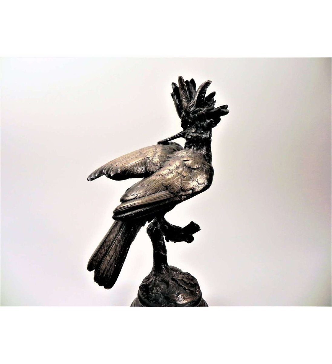 Bronze, Le huppe arrangeant ses plumes par Alfred Dubucand (1828-1894)-photo-3