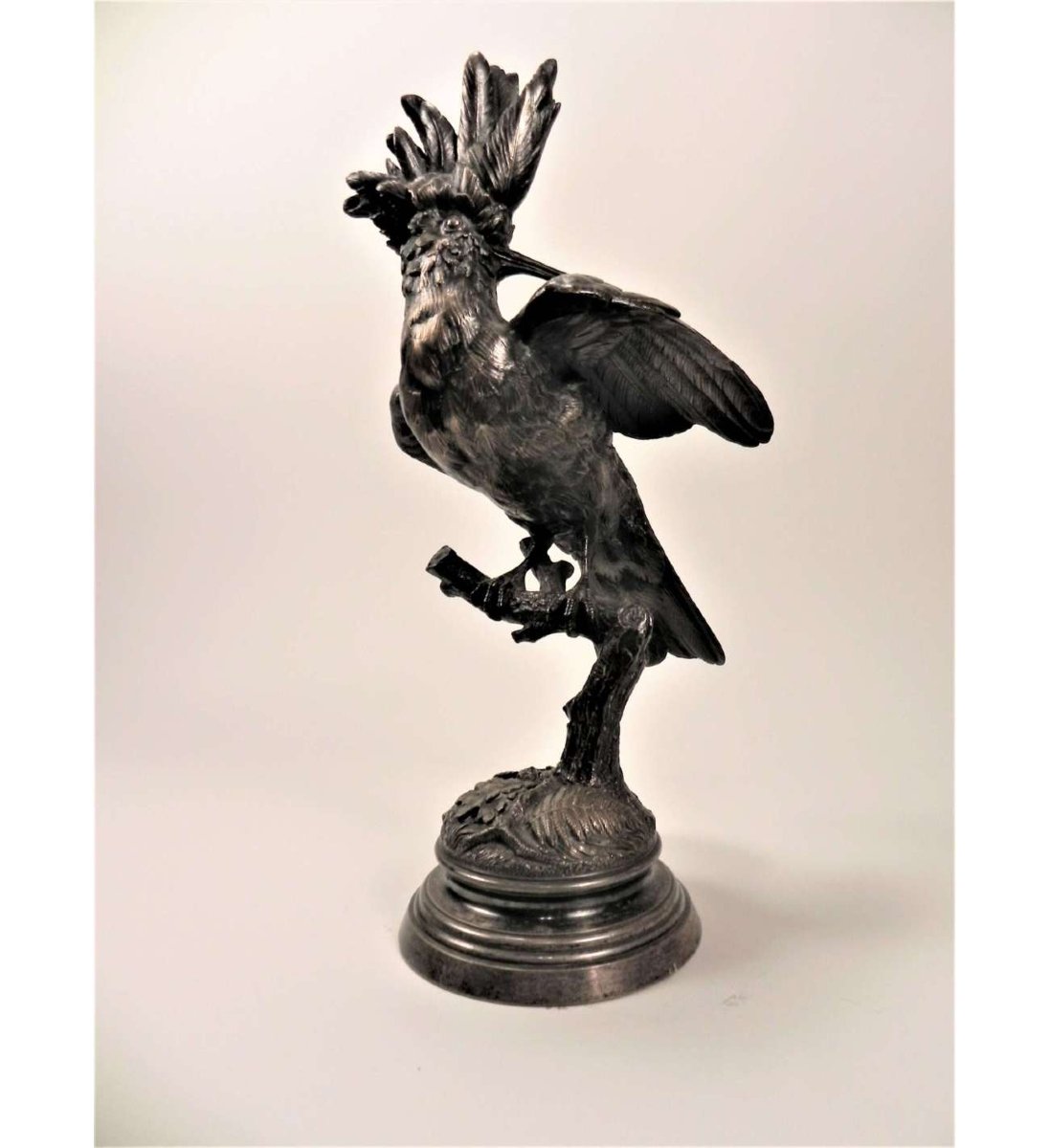Bronze, Le huppe arrangeant ses plumes par Alfred Dubucand (1828-1894)-photo-3