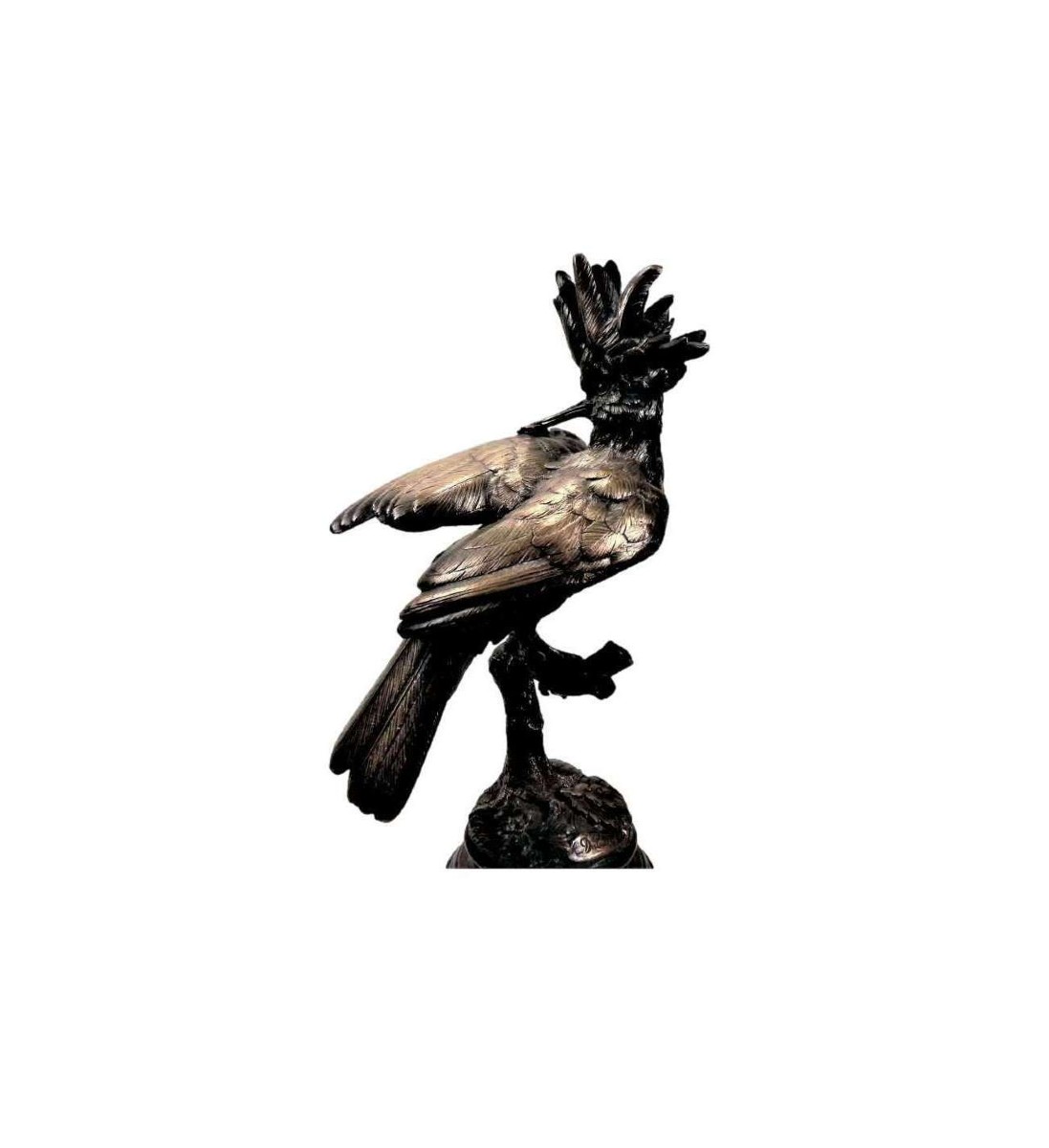 Bronze, Le huppe arrangeant ses plumes par Alfred Dubucand (1828-1894)