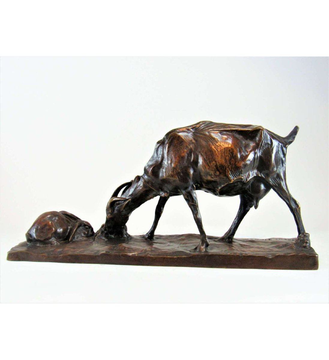 Josuë Dupon — 1864-1935, Bronze + Chèvre et Lapin-photo-4