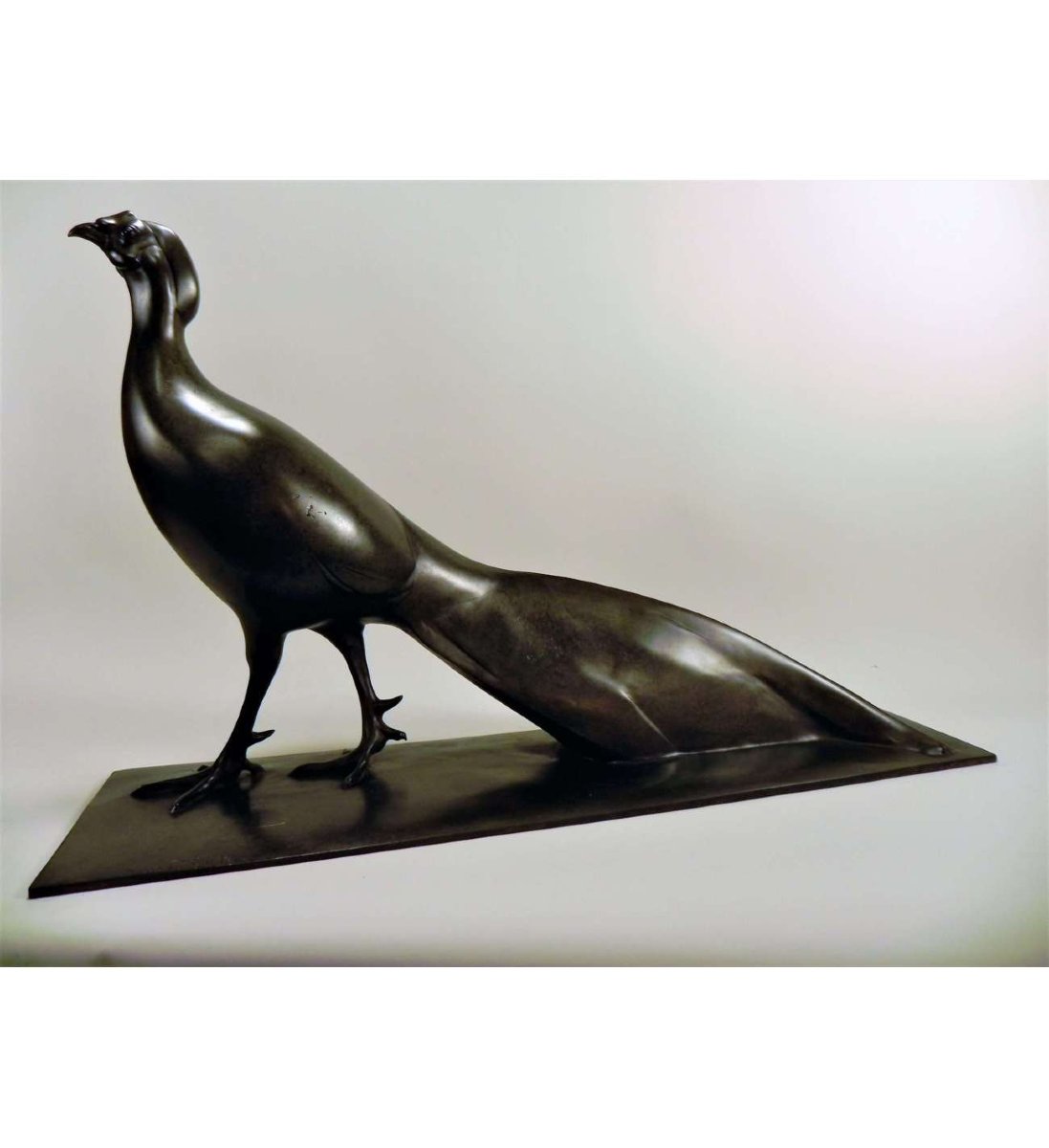 Profillet Anne-marie (1898-1939), Bronze+ Chinese Pheasant-photo-2