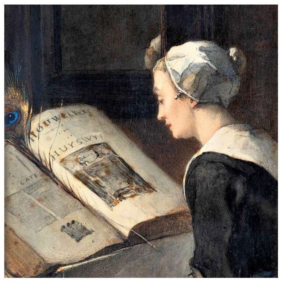 Fille de Zélande - Aquarelle originale de Christoffel Bisschop (1828-1904)-photo-3