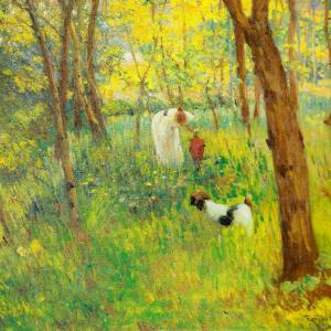 Picking Flowers By F.f. Koch