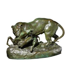 Tiger Surprising An Antelope - Antoine-louis Barye (1796-1875)