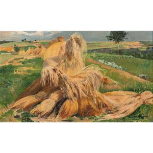 Paysage à Nafraiture Par Léon Frederic (1856 - 1940)
