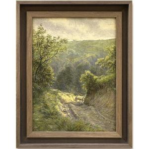 Chemin de sable avec charrette et chevaux,  Aquarelle par Frank Walton (1840–1928)