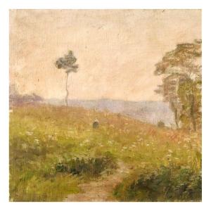 Sébilleau Paul (1847-1907), Huile sur toile+ Soirée de printemps mai 1901
