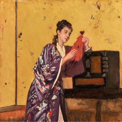 Woman In A Kimono By Gustave De Jonghe 