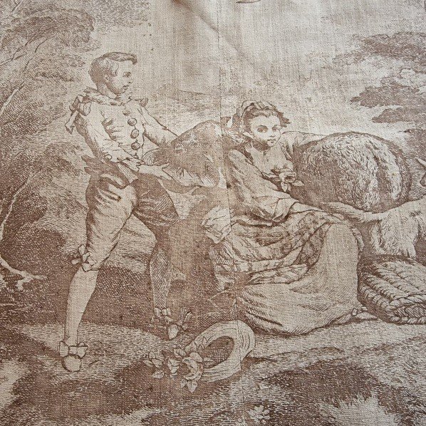 19th Century Printed Canvas Wall Hanging - "grisail"le Style - Jb Huet-photo-2