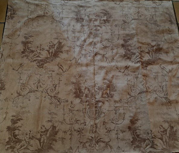 19th Century Printed Canvas Wall Hanging - "grisail"le Style - Jb Huet