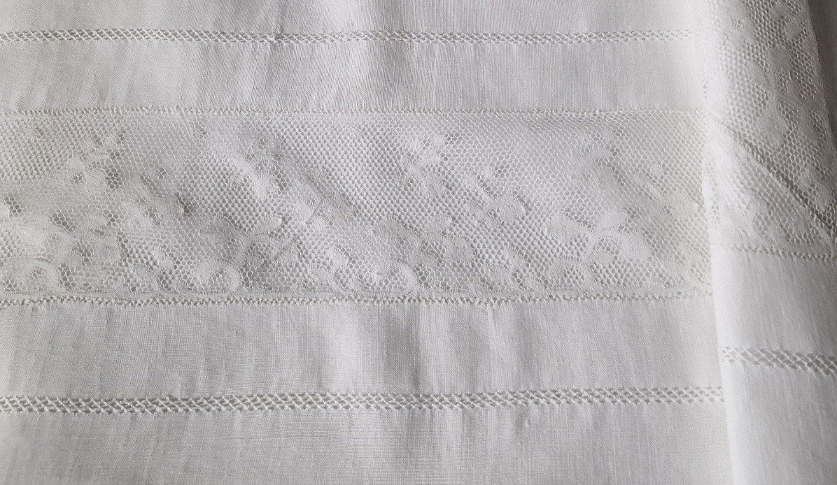 Fine Linen Sheet - Milan Lace - Monogram Under Baron Crown - 260 Cm Wide-photo-2