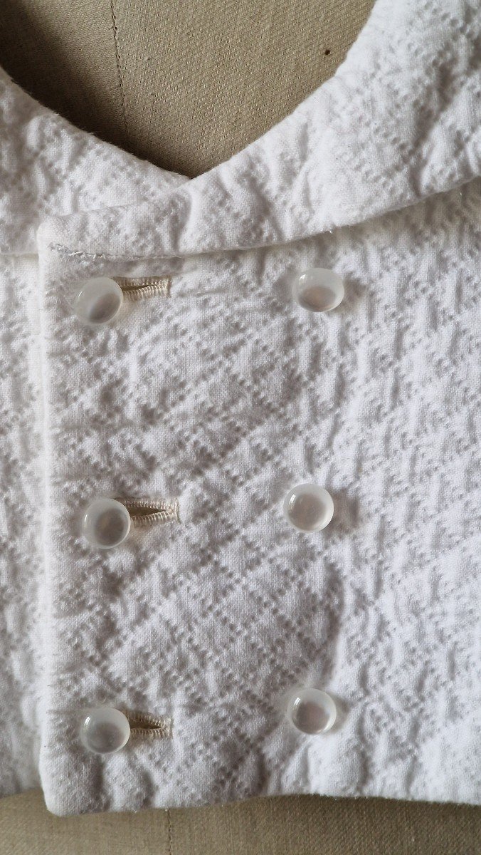 Gilet De Soiree  Pour Homme En Pique De Coton - Blanc-photo-4