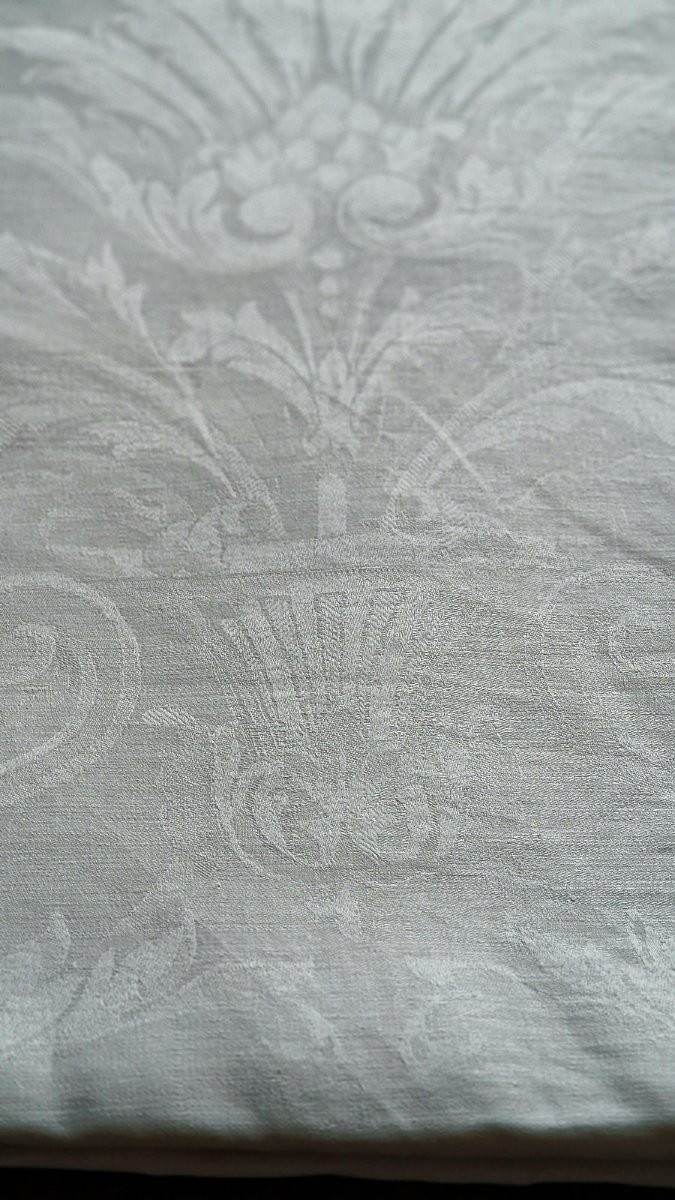 Thread Tablecloth - 19th Century - Large Dimensions - White And Red Monogram --photo-4