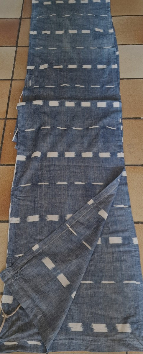 Tour De Lit Tissu Flamme Indigo - Debut XIXème - 