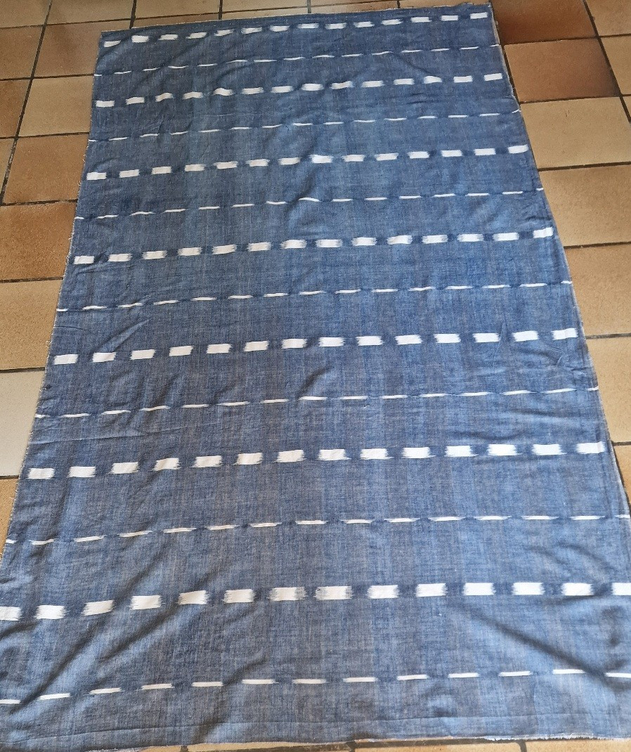 Pièce De Tissu Flammée - Indigo - XIXème - 