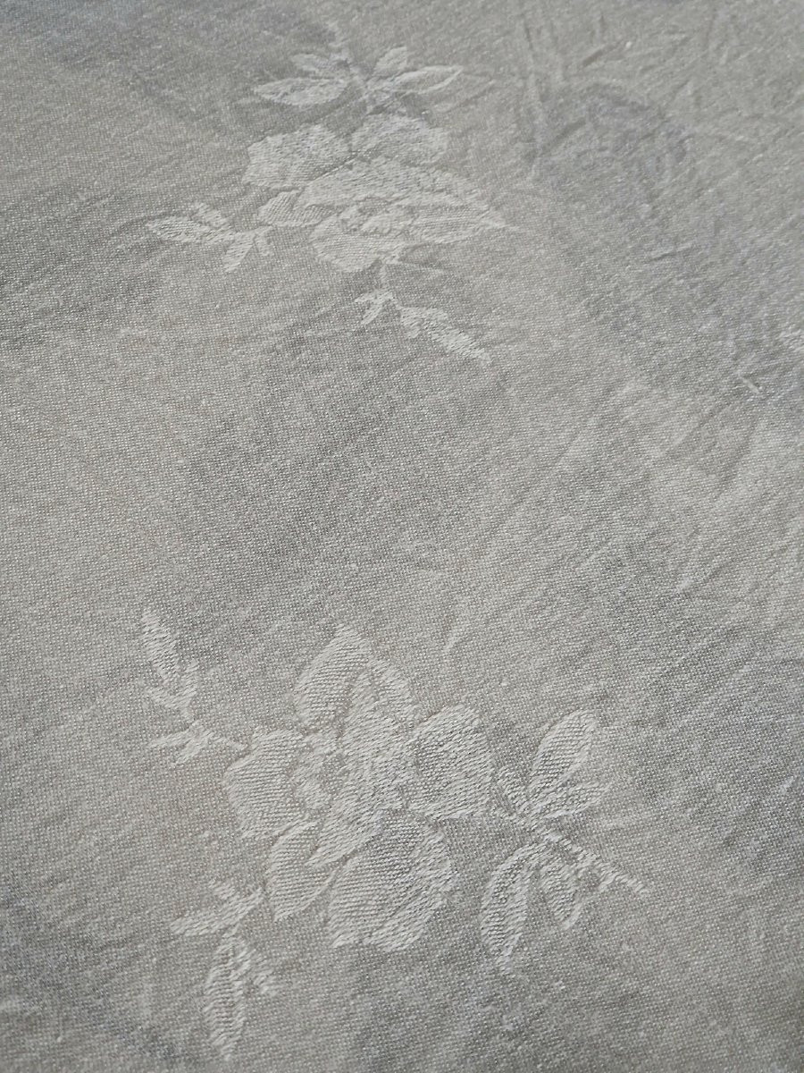 19th Century White Tablecloth - Large Dimensions - Four Monograms --photo-2