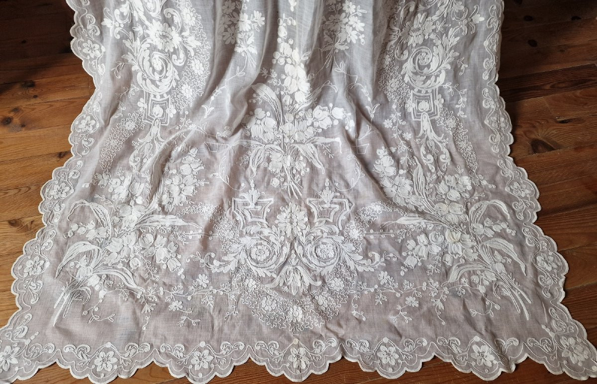 PANNEAU DE RIDEAU CORNELY - FIN XIXème - SOMPTUEUSES BRODERIES-photo-2