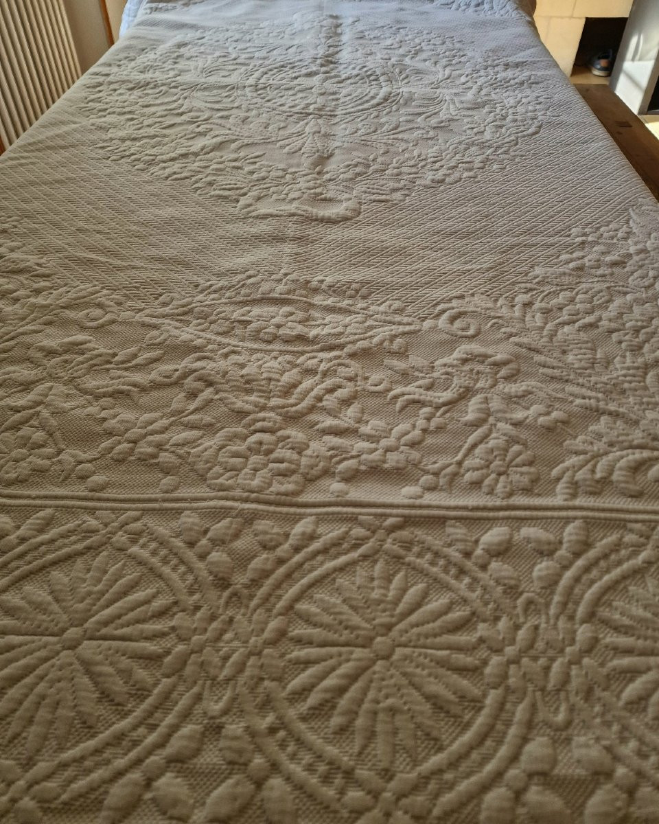 Wedding Blanket - White Pique - Provence - Beautiful Relief - N°1-photo-2