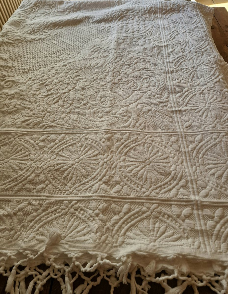 Wedding Blanket - White Pique - Provence - Beautiful Relief - N°1-photo-2
