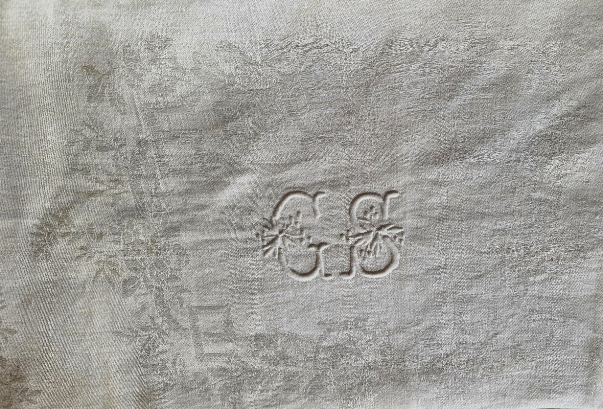 ENSEMBLE DE ONZE SERVIETTES DE TABLE - MOTIFS "CHASSE AUX CANARDS" - MONOGRAMME" CS"-photo-2