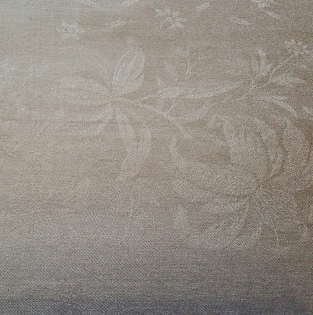 Damask Linen Tablecloth - Double Monogram "f" Under A Royal Crown - 19th Century-photo-4