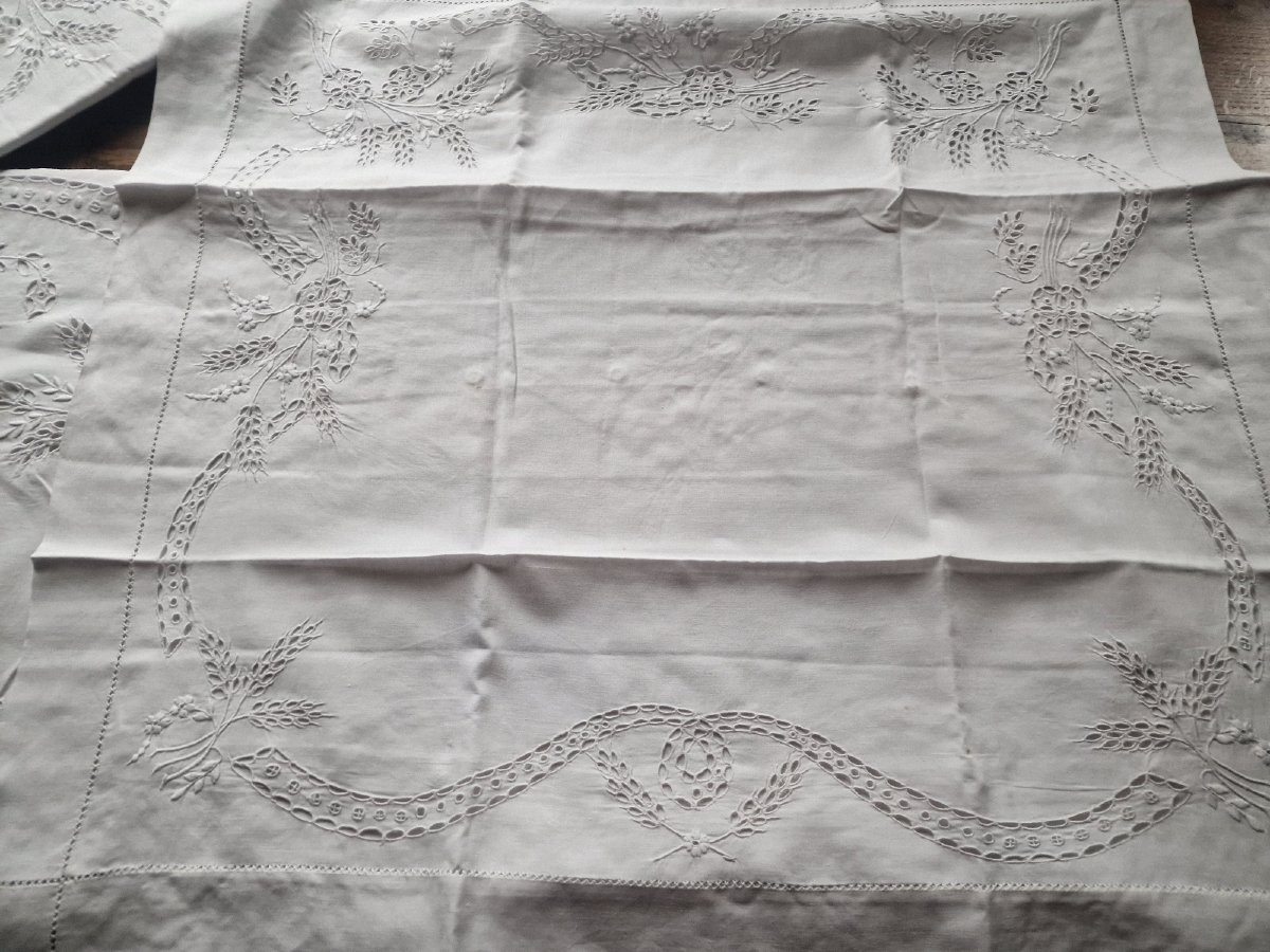 DRAP FIL ACEC SES DEUX TAIES ASSORTIES - IMPORTANTES BRODERIES - XIXème-photo-3
