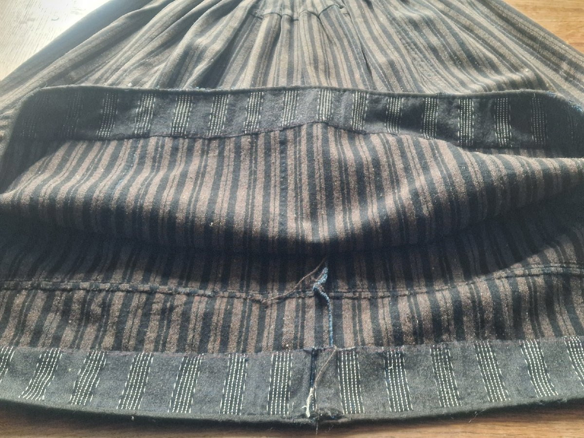 JUPON DROGUET RAYURES - 1850/1880 - ARTISANAL - ORIGINE OUEST DE LA FRANCE --photo-3