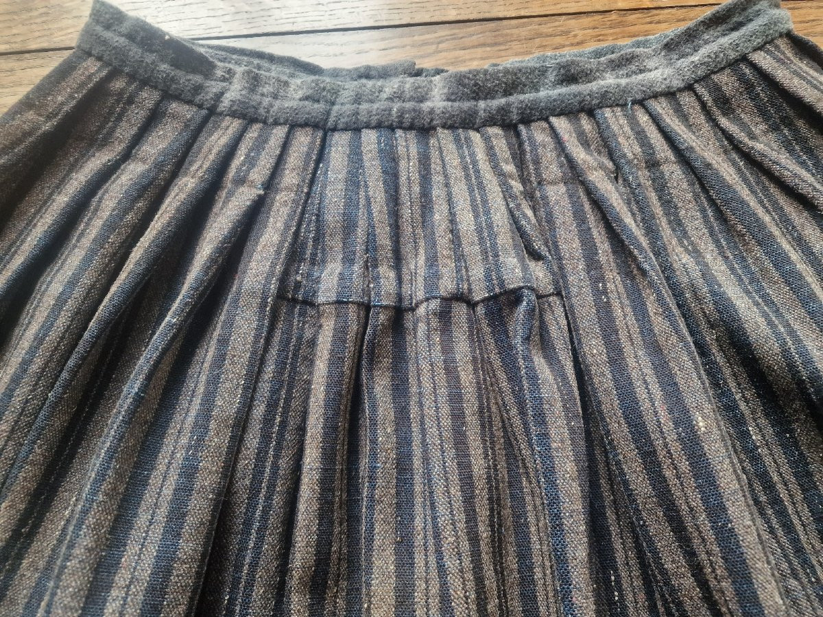 JUPON DROGUET RAYURES - 1850/1880 - ARTISANAL - ORIGINE OUEST DE LA FRANCE --photo-3