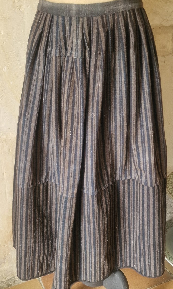 JUPON DROGUET RAYURES - 1850/1880 - ARTISANAL - ORIGINE OUEST DE LA FRANCE -