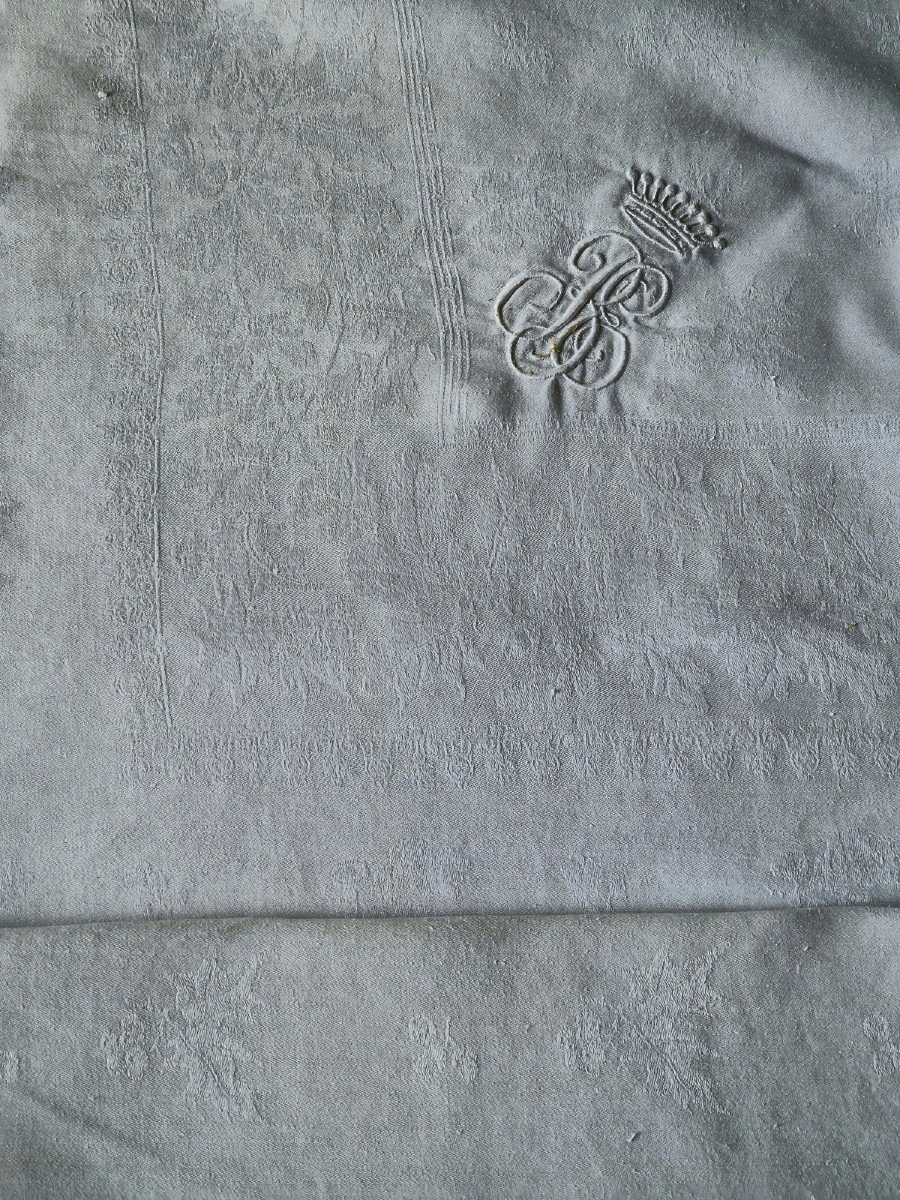 Napp In White Damasse - XIXth C. - Almost Square - Two 