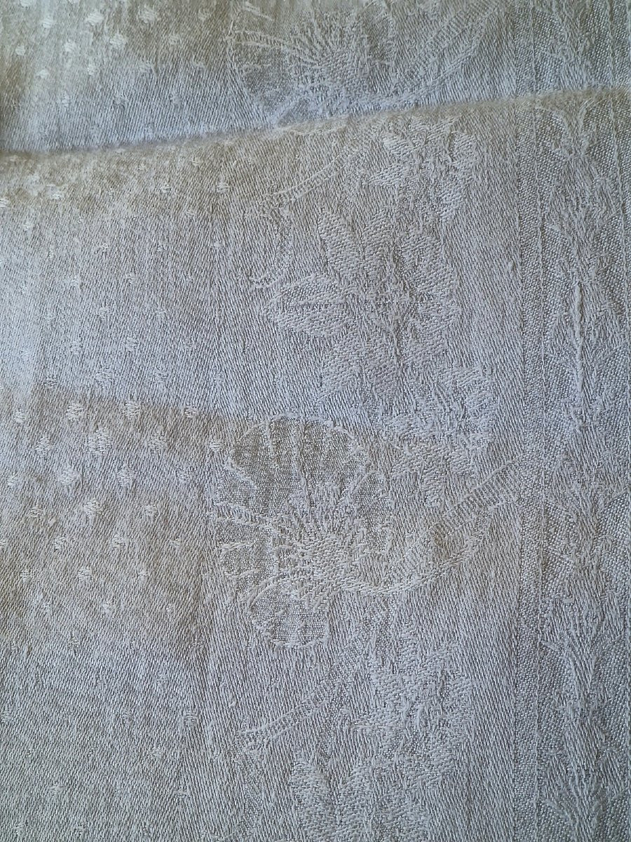 Six Table Clothes - XIXth C. - Damasse - White - Monogram -photo-3