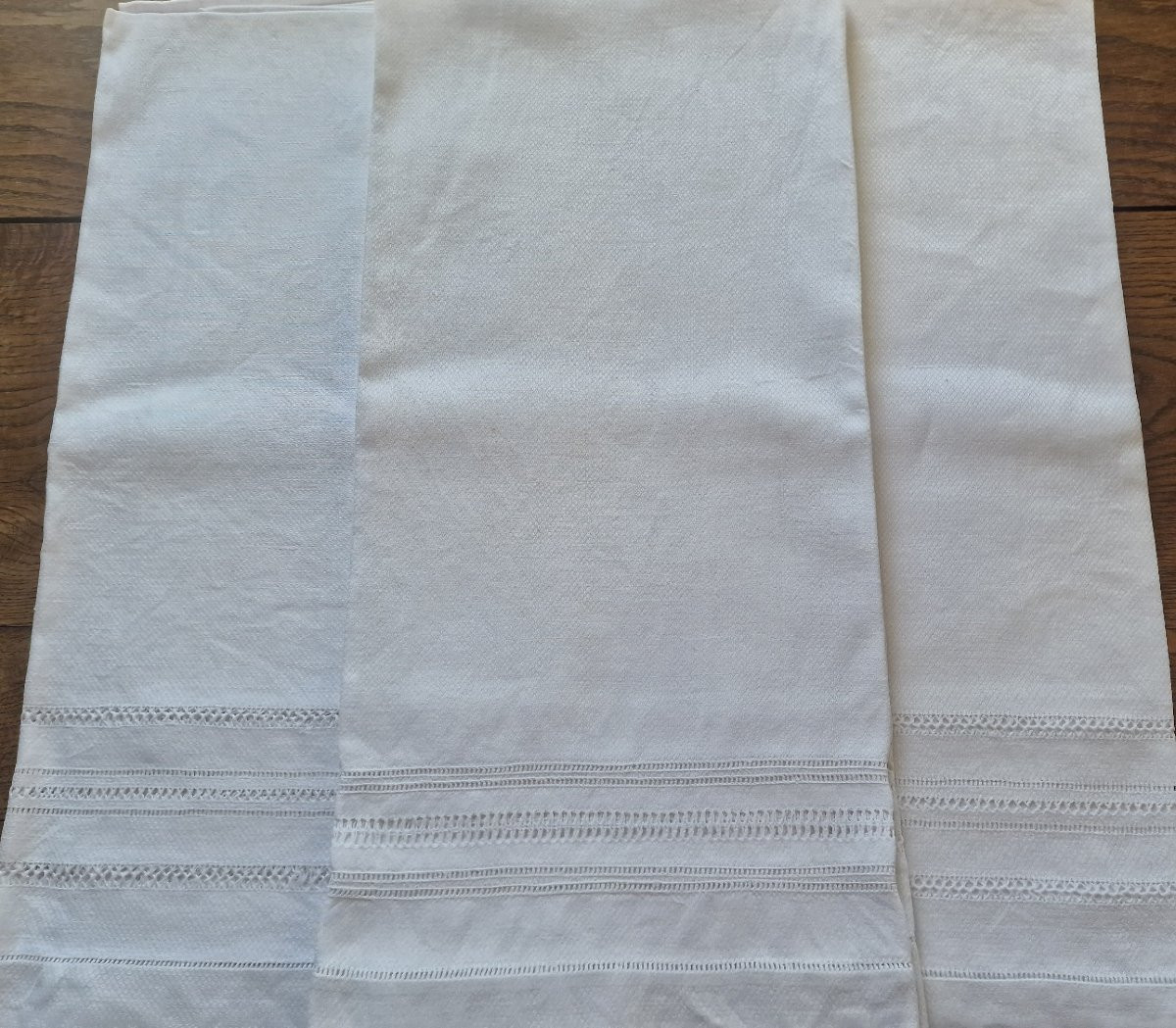 SUITE DE SIX SERVIETTES TOILETTE/VISAGE - 1930 - BLANCHES --photo-2