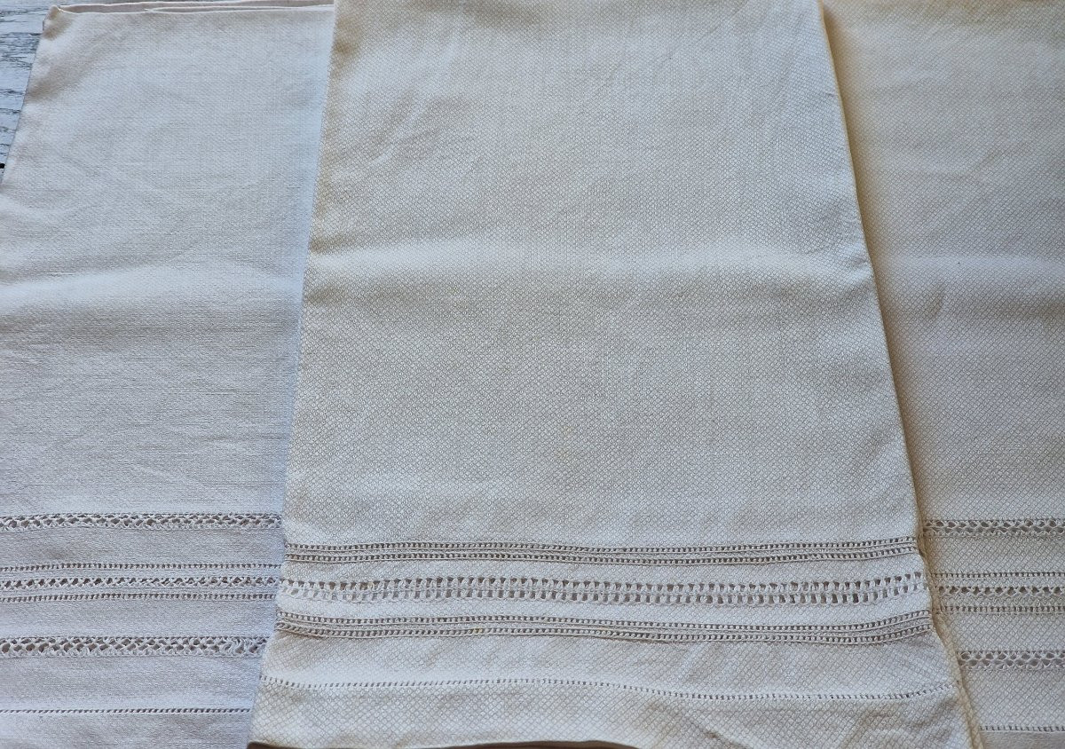 SUITE DE SIX SERVIETTES TOILETTE/VISAGE - 1930 - BLANCHES --photo-3