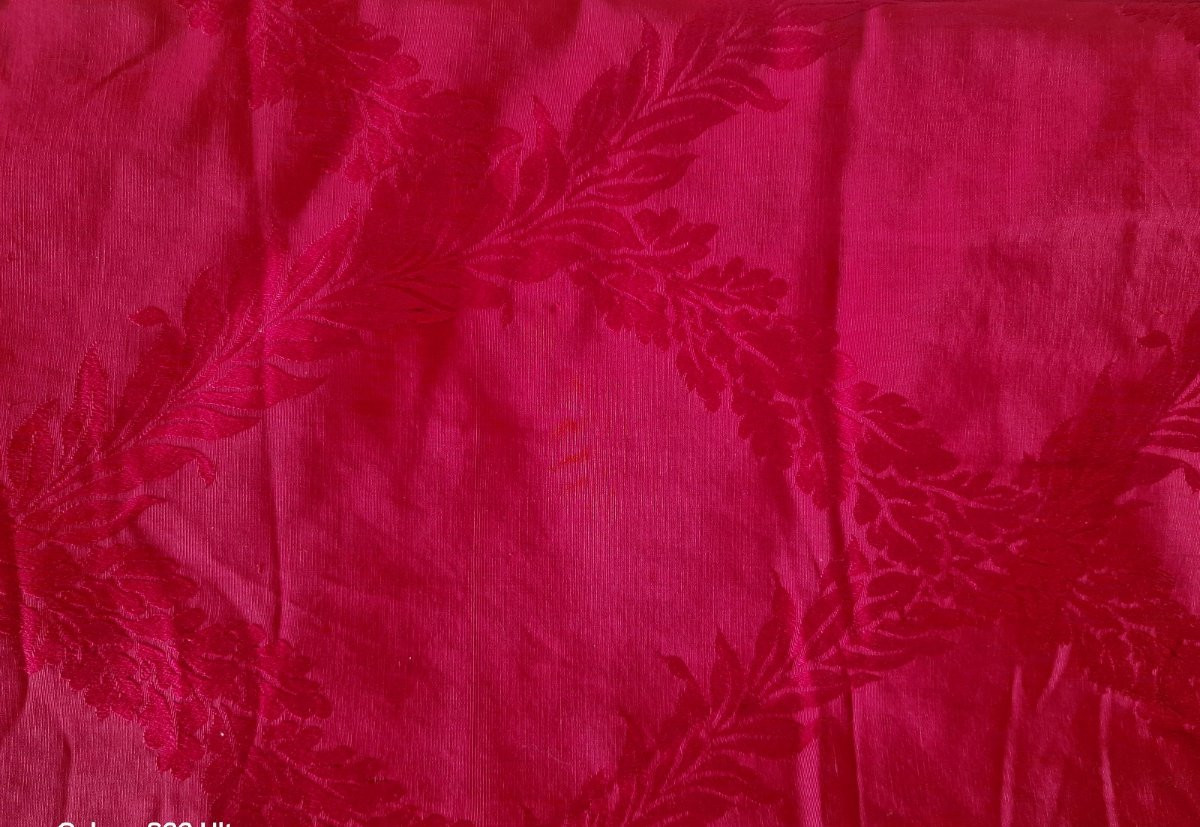 Pair Of Silk Curtains - Red Tone-on-tone Motis - 1900-photo-4