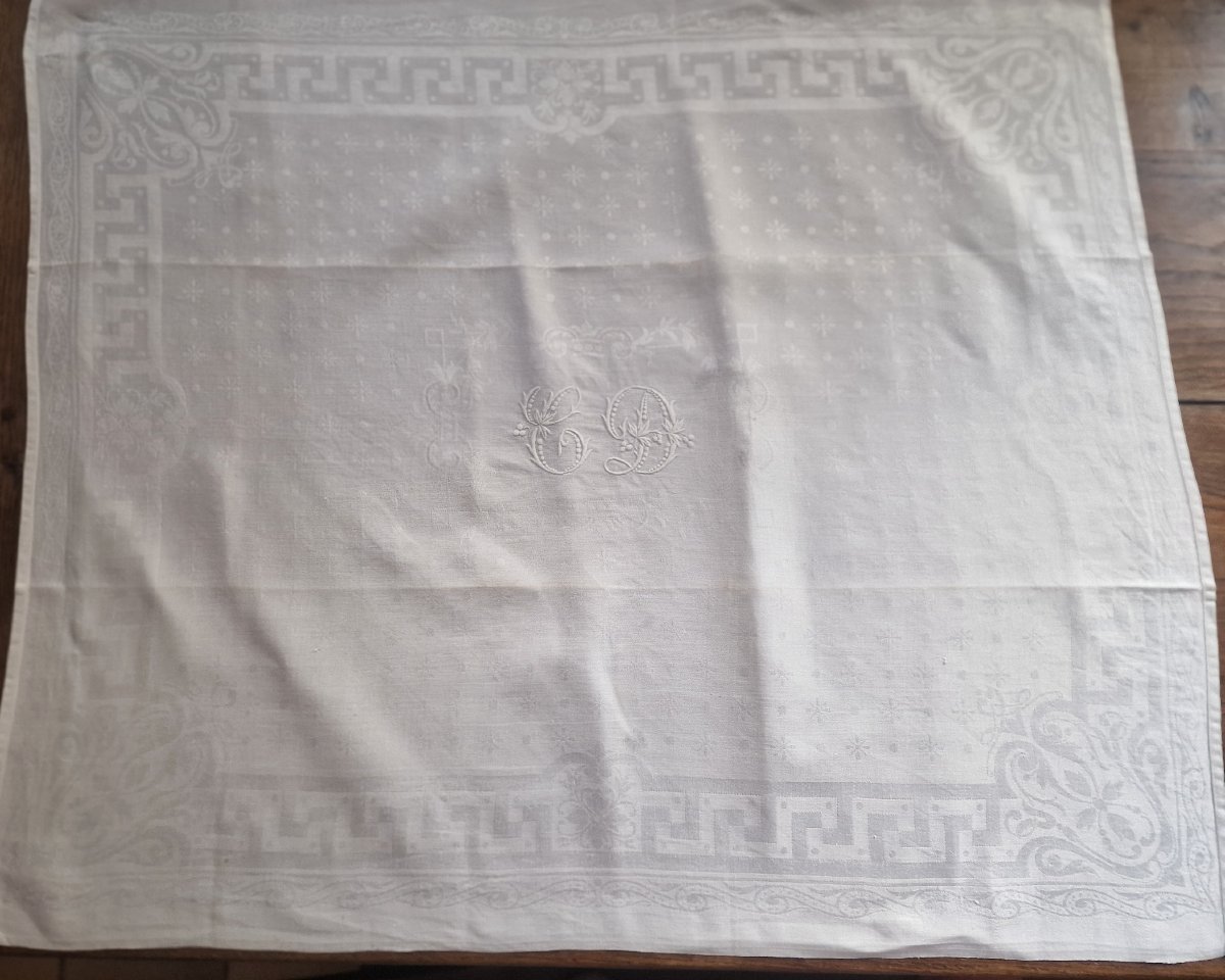 ENSEMBLE DE 14 SERVIETTES DE TABLE - XIXème VERS 1870/80 - DAMASSE DE FIL - GDES  DIMENSIONS-photo-2
