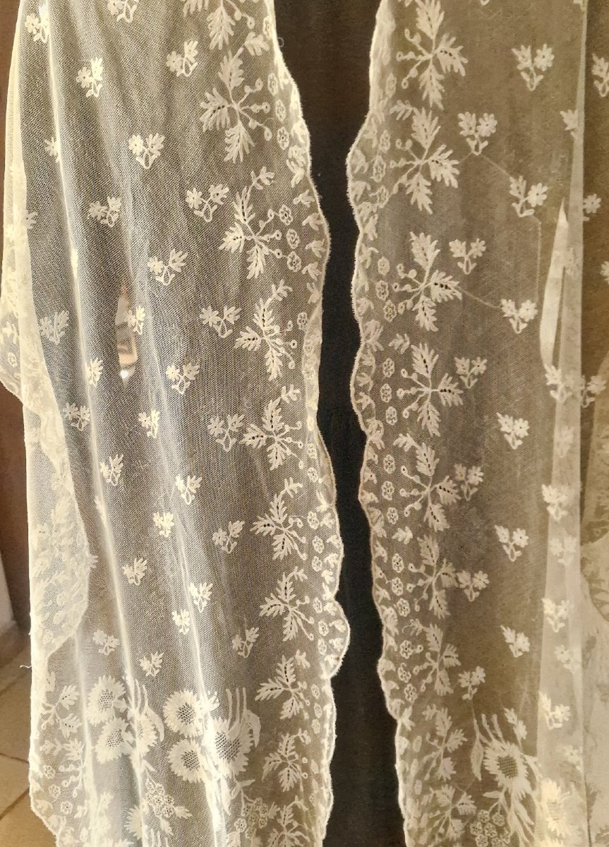 ETOLE DE MARIAGE - TULLE REBRODE - COULEUR IVOYRE - 1900-photo-2