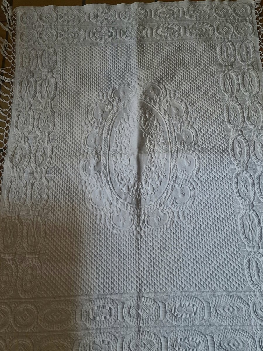 Large Cotton Quilted Footboard Cover - Fringes - Provence-photo-3