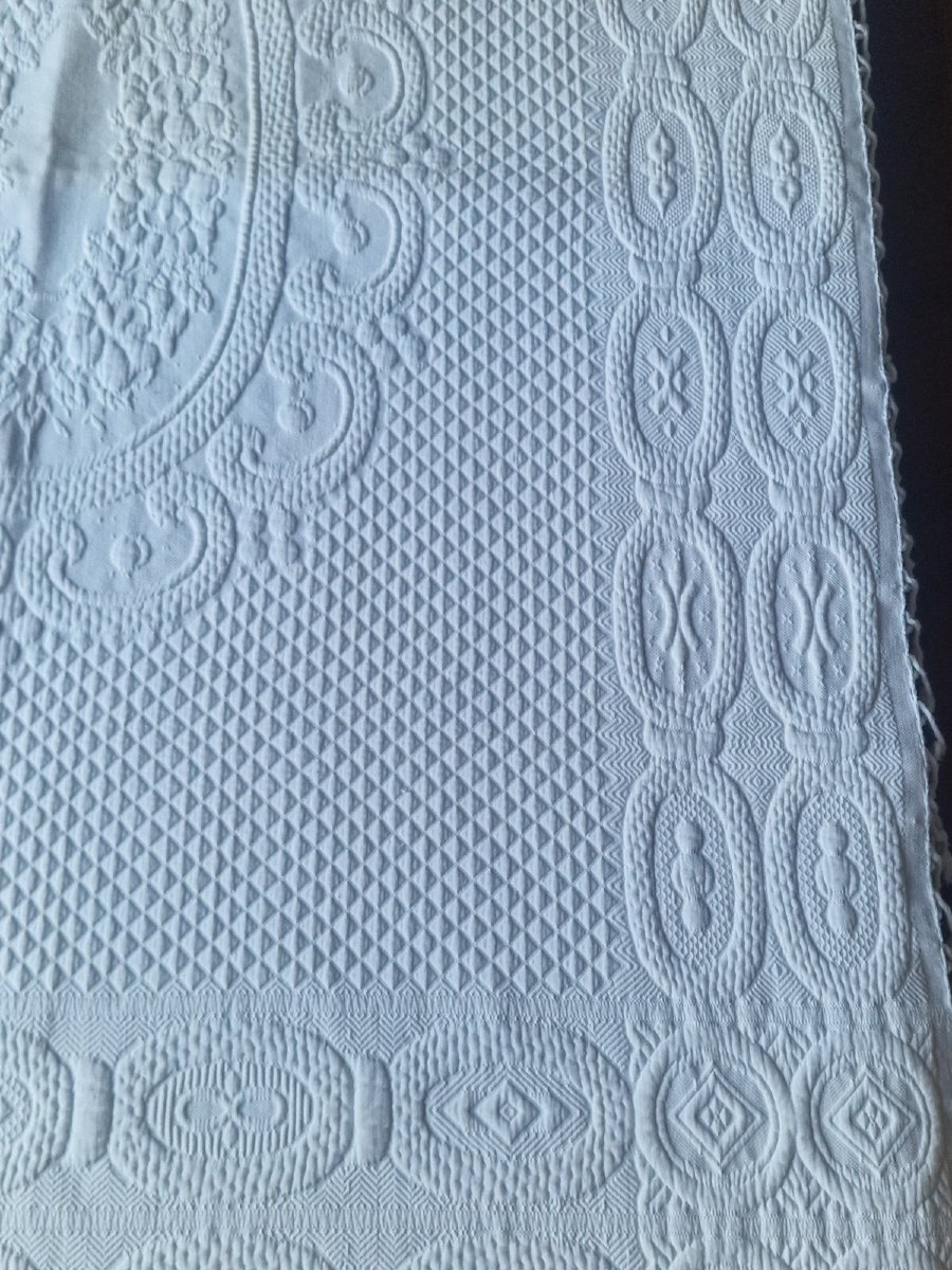 Large Cotton Quilted Footboard Cover - Fringes - Provence-photo-4