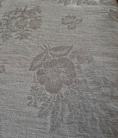 NAPPE DAMASSEE ANCIENNE - DOUBLE MONOGRAMME BA" SOUS COURONNE  - XIXème -GRANDES DIMENSIONS-photo-4