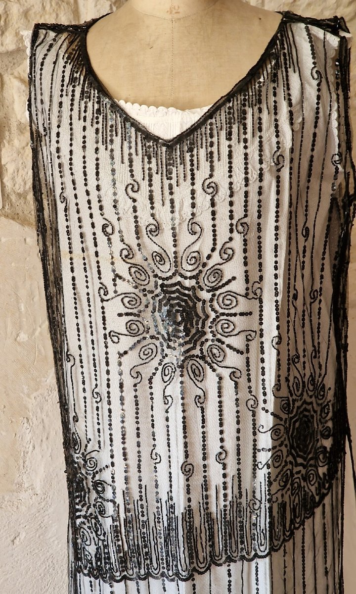 Pearl-embellished Dress Top - Black - Early 20th Century (ca. 1920)-photo-3