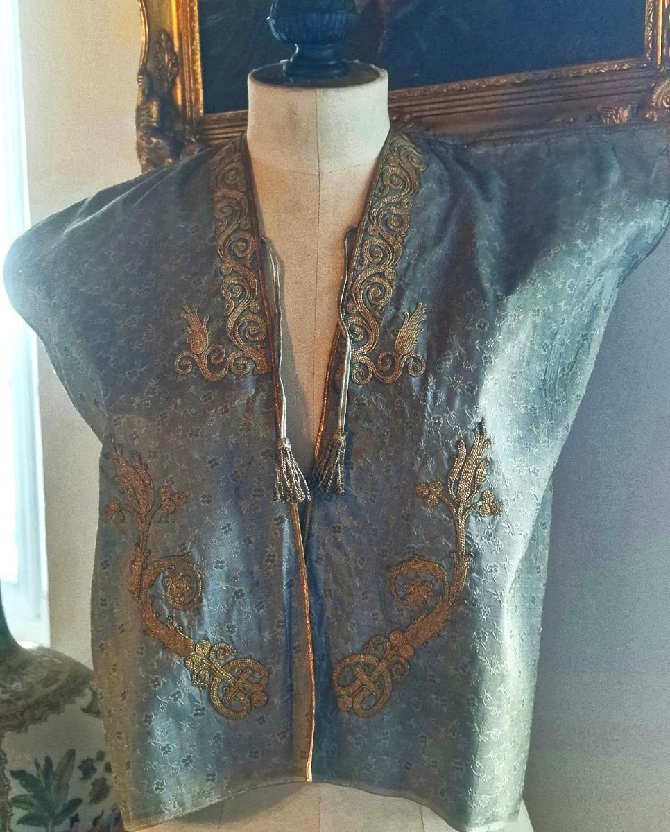  VESTE EN SOIE VERT AMANDE - STYLE OTTOMAN  - XIXème