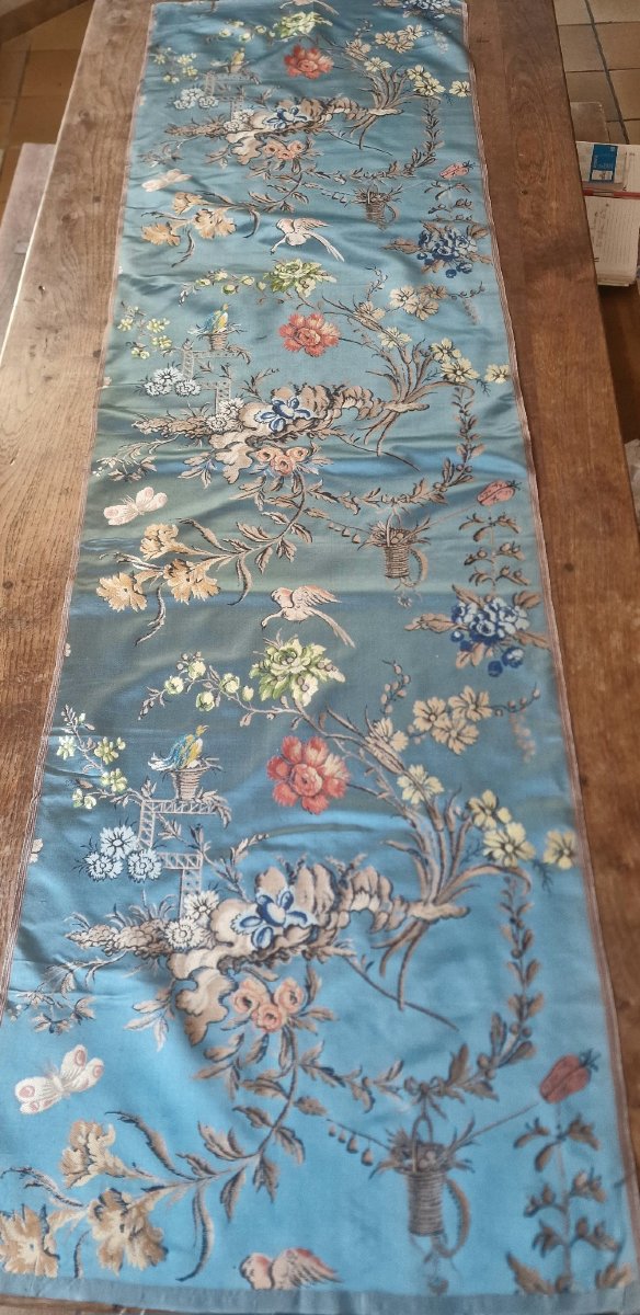 LAMPAS  A DECORS FLORAUX - OISEAUX - PANIERS- FEUILLAGES "CHINOISERIE" - 