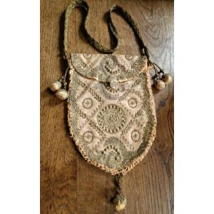 Reticule En Soie Rose Et Dentele Fils d'Or - XIXème