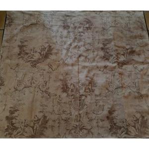 19th Century Printed Canvas Wall Hanging - "grisail"le Style - Jb Huet