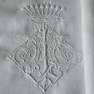 Yarn Sheet - 19th Century - Under Count's Crown - "aj" Monogram Width - 265 Cm