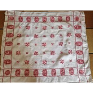 10 SERVIETTES DE TABLE - XIXème - MOTIFS A LITEAUX ROUGES