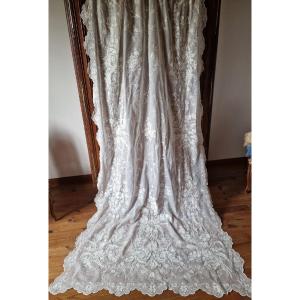 PANNEAU DE RIDEAU CORNELY - FIN XIXème - SOMPTUEUSES BRODERIES