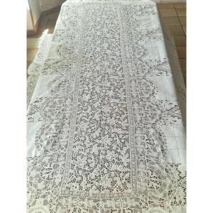 Mixed Lace Dinner Table Cloth - Generous Size - 19th Century -